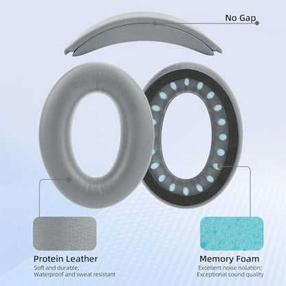 Headband and Earpads Compatible with Bose QuietComfort QC35 QC45 Headphones Waterproof and Sweat-Resistant (Light Gray) - color: Light Gray