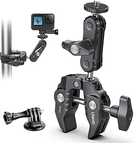 ULANZI Super Clamp Camera Clamp Mount Monitor 360° Ballhead Magic Arm Double Ball Head Adapter with 1/4"-20 & 3/8"-16 Thread for Canon Nikon DSLR Camera/Gopro/LED Lights/Ronin-M/Ronin MX/Freefly MOVI | Ball Head Adapter with 1/4"-20 & 3/8"-16 Thread for C