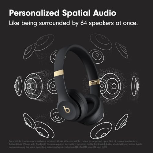 Beats Solo 4 - Wireless On-Ear Bluetooth Headphones, Up to 50-Hour Battery Life, Ultra-Lightweight Comfort, Powerful and Balanced Sound, Apple & Android Compatible - Black & Gold - color: Black & Gold, style: Standalone