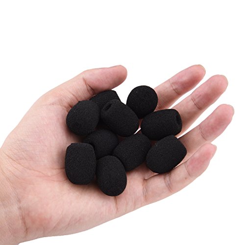 Sunmns Mini Small Size Lapel Headset Microphone Windscreen Foam Cover | 10 Pack, Black