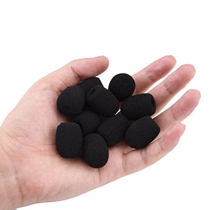 Sunmns Mini Small Size Lapel Headset Microphone Windscreen Foam Cover | 10 Pack, Black
