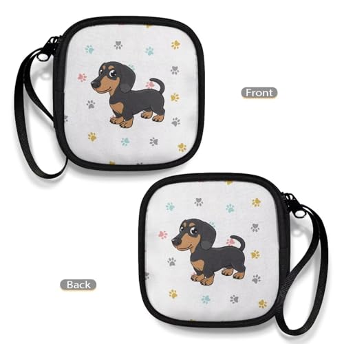 Cute Dachshund Case Earphone Carrying Case Cell Phone Accessories Storage Bag with Handle for Earphone,Flash Drive, Charging Cable, Key Wall Charger - color: Cute Dachshund
