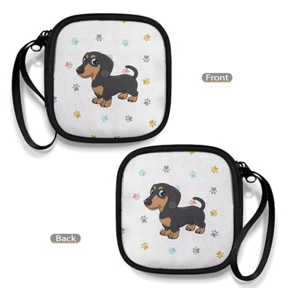 Cute Dachshund Case Earphone Carrying Case Cell Phone Accessories Storage Bag with Handle for Earphone,Flash Drive, Charging Cable, Key Wall Charger - color: Cute Dachshund