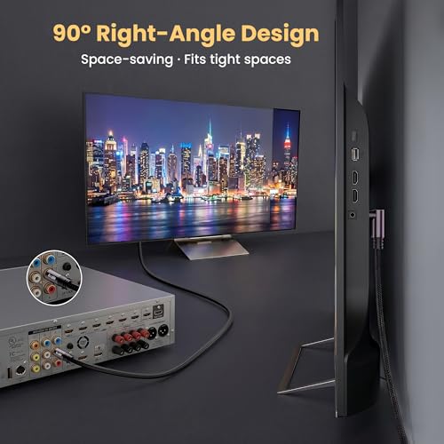 Kxable 90 Degree RCA Subwoofer Coaxial Audio Cable 4FT, Dual Shielded Digital Analogue RCA Cord, Right Angle Gold-Plated Connector, Braided, for HDTV, Subwoofer, Hi-Fi System, Amplifier, Home Theater - size: 4FT, style: Straight to 90 Degree