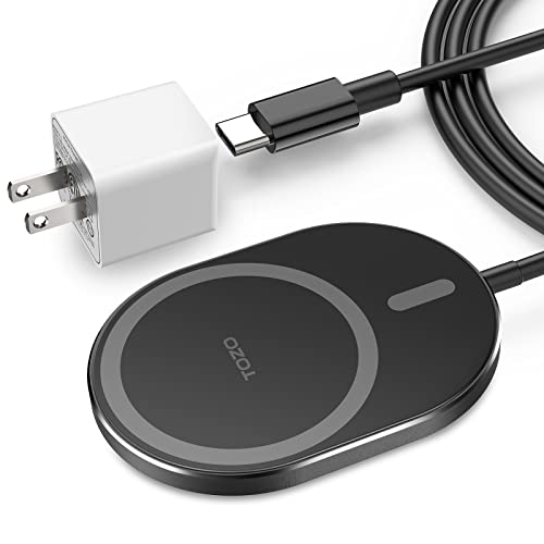TOZO Upgraded W10 Magnets Wireless Charger, USB C Charging Station Aviation Aluminum Computer Numerical Control Fast Charging Pad Compatible for iPhone 17/16/15/15 Plus/15 Pro/15 Pro Max/14, Black
