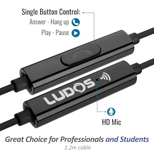 LUDOS OMNITONE USB C Headphones, 5 Years Warranty, Wired USB-C Earbuds - color: Black, style: USB-C