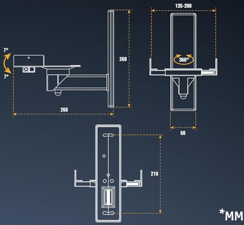 FDM Universal Speaker Wall Mount One Pair of Side Clamping Bookshelf Speaker Mount Bracket with Swivel and Tilt for Sound Speakers (Black)