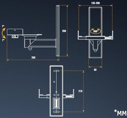 FDM Universal Speaker Wall Mount One Pair of Side Clamping Bookshelf Speaker Mount Bracket with Swivel and Tilt for Sound Speakers (Black)