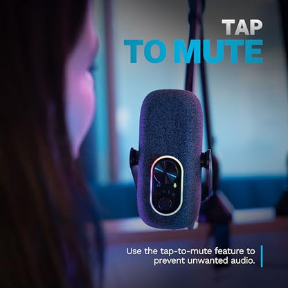 JLab Epic Talk USB Streaming Microphone with Cardioid, Omni, Stereo, bi-Directional Modes, Volume/gain Control, Quick Mute, 3.5mm AUX, White - color: Black