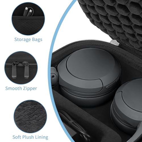 Yinke Hard Case for Sony WH-CH510 /JBL Tune 510BT Headphone, Travel Protective Cover Storage Bag (Black - color: Black
