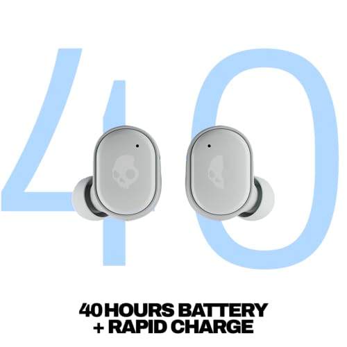 Skullcandy Grind Wireless In-Ear Earbuds - Light Grey/Blue | Noise Isolating Fit, Bluetooth, 40 Hours Battery, Microphone for iPhone Android, Customizable Sound, True Wireless - color: Light Grey/Blue, style: Grind