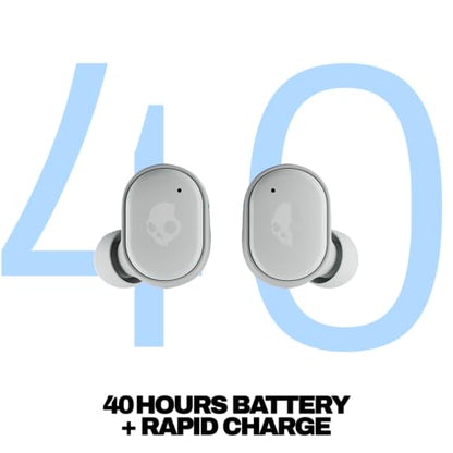 Skullcandy Grind Wireless In-Ear Earbuds - Light Grey/Blue | Noise Isolating Fit, Bluetooth, 40 Hours Battery, Microphone for iPhone Android, Customizable Sound, True Wireless - color: Light Grey/Blue, style: Grind