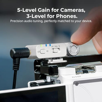 SmallRig Wireless Mic S70 (2 TX + 2 RX + Charging Case) - White | Invisible Microphone, USB-C and 3.5mm RX, Noise Cancelling for Vlog/ TikTok/ Interview etc. - color: White, style: 2 TX + 2 RX