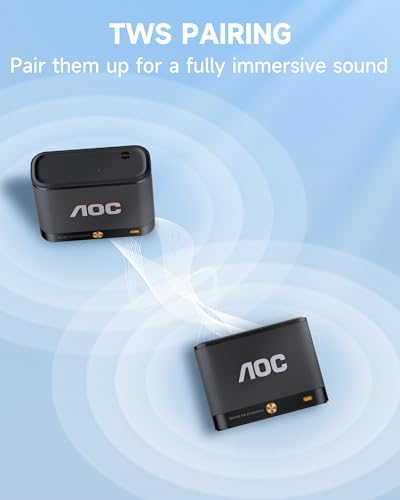 AOC Portable Bluetooth Speaker, Shower Speaker, BT 5.4 with Wireless Stereo Pairing, BassUp, IP65 Waterproof, Dustproof, 30-Hour Playtime, Compact Small for Home, Outdoors, Travel, Black