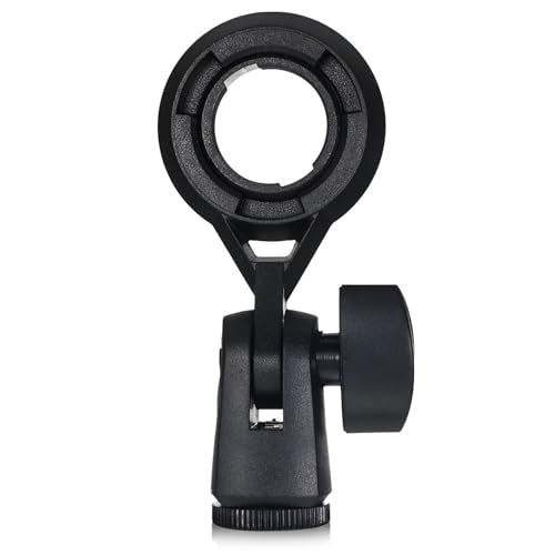Condenser Microphone Holder for Stand, Condenser Mic Holder, 270 Degree Rotation, M16 Female Thread with 3/8 Conversion Nut, Compatible with 0.9 Inch Portable Stands