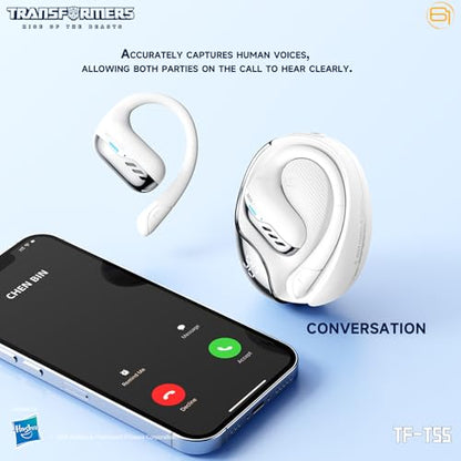 Transformers Earbuds T55, Bluetooth Wireless Gaming Earbuds with Mic, Open-Back in Ear Earbuds, Low Latency, HiFi Calling, Dual Modes, LED Display (Mirage White) - color: Mirage White