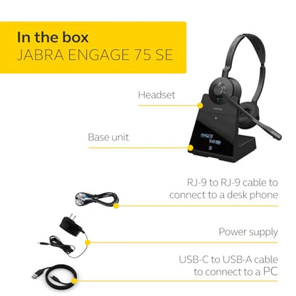 Jabra Engage 75 SE (Second Edition) DECT Wireless Dual-Ear Headset, Black | Wireless Performance, Advanced Noise-Cancelling Microphone, All Day Battery Life, Ideal For Office And Call Center - style: Dual-Ear