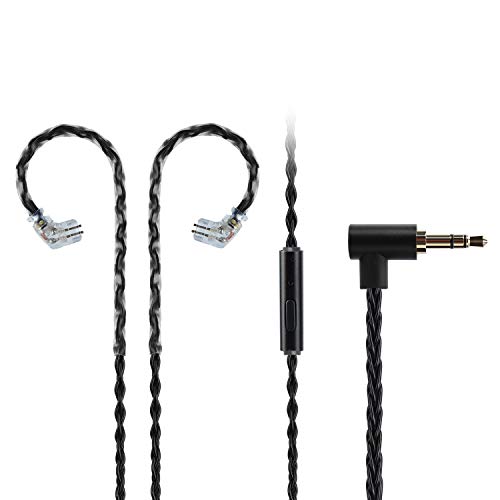 JCALLY Earbuds Replacement Cable Oxygen-Free Copper Upgrade 5N OFC Headphone Wire 8 Shares for KZ C Pin TRN S pin Earphone 3.5mm Wire with Microphone JC08S (Black) (Black QDC) - size: Black QDC