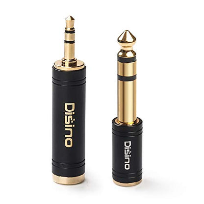 3.5mm to 1/4 Inch Headphone Adapter, 1/4 Inch Jack Male to 1/8 Inch Female Mini Jack Stereo Adapter, Gold-Plated Pure Copper Aux Audio Interface Headphone Converter, Black - 2 Pack - color: 635M/35F-35M/635F 2P