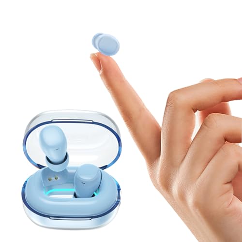 Invisible Tiny Mini Small Earbuds Wireless Bluetooth Low Profile Smallest Micro Discreet Hidden Earbuds for Small Ear Canals Disguised Sleep Ear Buds Spy Secret Headphones Earphones for Work Blue - color: Blue