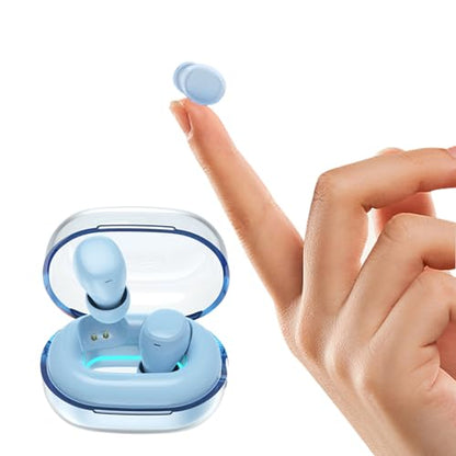 Invisible Tiny Mini Small Earbuds Wireless Bluetooth Low Profile Smallest Micro Discreet Hidden Earbuds for Small Ear Canals Disguised Sleep Ear Buds Spy Secret Headphones Earphones for Work Blue - color: Blue
