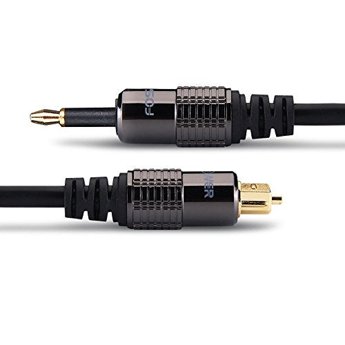FosPower 24K Gold Plated Toslink to Mini Toslink Digital Fiber Optical S/PDIF Audio Cable with Metal Connectors & Strain-Relief PVC Jacket - 3ft/2Pack - size: 3 Ft - 2 Pack