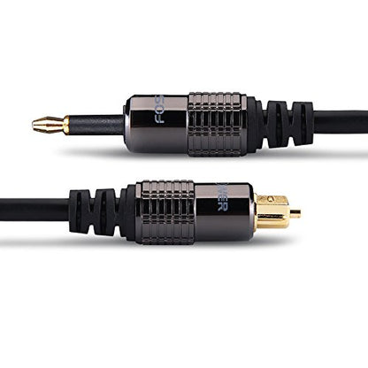 FosPower 24K Gold Plated Toslink to Mini Toslink Digital Fiber Optical S/PDIF Audio Cable with Metal Connectors & Strain-Relief PVC Jacket - 3ft/2Pack - size: 3 Ft - 2 Pack