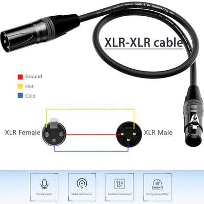 XLR Cables 25ft 6 Pack, Professional X LR to XL R Microphone Cable, Gold-Plated 3-pin XLR Speaker Cable Balanced Mic C able Male to Female, Black - color: Black, size: 25FT