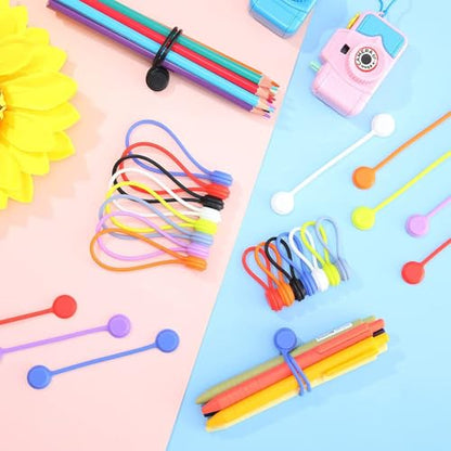 Reusable Silicone Magnetic Cable Ties, Multicolored, 20-Pack（Long & Short）