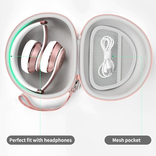 Extra Large Headphone Case Compatible with Picun B8/ P26/ for Beats Studio Pro/ Solo3/ Studio3/ for Elecder i39 and More Foldable Bluetooth Wireless Headset - Rose Gold - color: Rose Gold