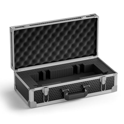 Phenyx Pro Carrying Case with Customizable Pre-Diced Foam Foam PCSE-L | Aluminum Alloy Sturdy Build, 2-layer Form, Protective Gear Storage, Wireless Mic Systems, Camera Gear, Equipment Transport - size: Large (20.3×10×5.9 Inch)