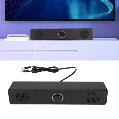 Double Horns Home Soundbar Speaker with Volume Control 3.5mm Input Wired Connection TV Entertainment System USB Powered