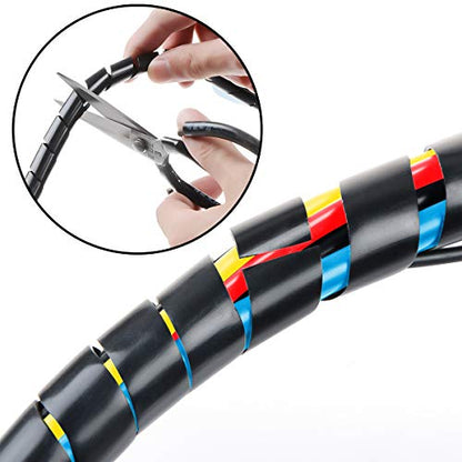 65FT XHF 4mm(Wrapping Range:1.5mm-10mm) Spiral Cable Wrap Cord for Computer Electrical Wire Organizer Sleeve Hose RoHS Black - size: Dia 4MM-Length 20M