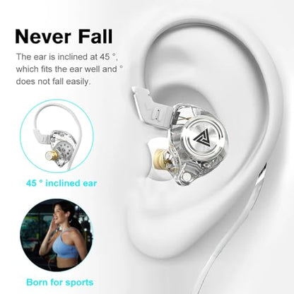 Wired Gaming Earbuds 2 Pack, Ak3file in Ear Monitors, Deep Bass Sound Wired Earbuds, HiFi in Ear Headphones with 1DD 10mm Dynamic Driver, IEM for Music Gaming Video Calling (Black+White) - color: Black+White