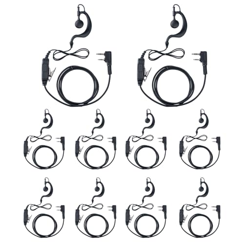 Walkie Talkie Earpiece with Mic, Secure Fit G-Shape Design for Retevis RT22/RT68/RT21/H-777/RT86, Compatible with Baofeng UV-5R/888S/Kenwood Two-Way Radios - 2-Pin Radio Earpiece (10 Pack) - style: 1Pack-Kenwood_G shape_10