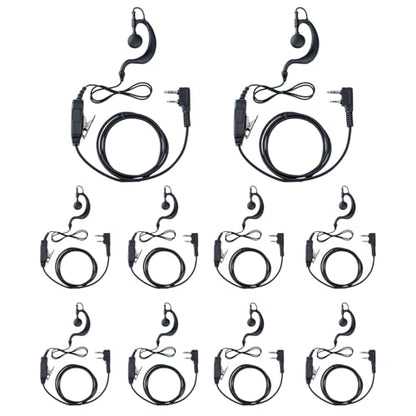 Walkie Talkie Earpiece with Mic, Secure Fit G-Shape Design for Retevis RT22/RT68/RT21/H-777/RT86, Compatible with Baofeng UV-5R/888S/Kenwood Two-Way Radios - 2-Pin Radio Earpiece (10 Pack) - style: 1Pack-Kenwood_G shape_10