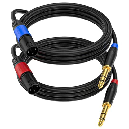 (2Pack / 6.6 FT) XLR Male to 1/4 Inch (6.35mm) TRS Mono Jack Microphone Cable, Balanced 3 Pin XLR to Quarter inch TRS Plug Mic Cord for Dynamic Microphone - size: 6.6 FT, 2Pack, style: XLR Male to 6.35mm