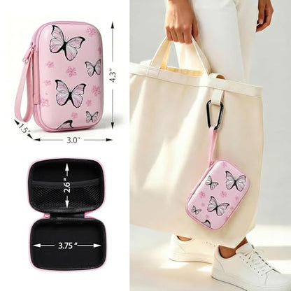 【Woyinger】 Printed EVA Hard Earbud Case Travel Organizer, Carrying Pouch for Wired & Wireless Earphones, Charging Cables, USB Flash Drives, Electronics Accessories Bag, Butterfly - color: A1-Butterfly