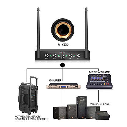 D Debra Audio AU400 Pro UHF 4 Channel Wireless Microphone System - color: with 2 Handheld & 2 Bodypack (A)