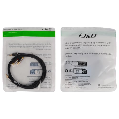 J&D 3.5mm to RCA AV Cable, Gold Plated Copper Shell Heavy Duty 3.5mm 1/8 inch Male TRRS to 3 RCA Male Plug Stereo Audio Video AUX Cable for Tablet, Speaker, Home Theater, 6 Feet - size: 6 Feet