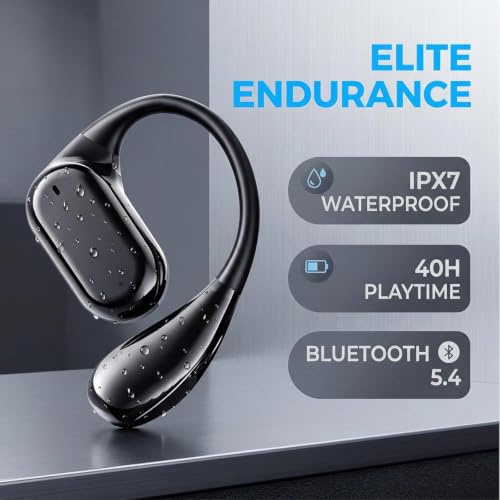 Boytond Ultra Open Ear Earbuds - Ergonomic Clip-On Earbuds, Small Bone Conduction Over-The-Ear Headphones with Waterproof Design, Perfect Running Headphones for Sports and Fitness, Carbon Black