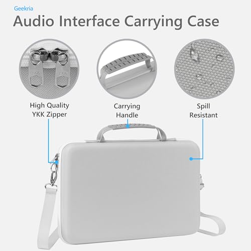 GEEKRIA Audio Interface Carrying Case, Compatible with Akai Professional MPK Mini IV, EVA Hard Shell Portable Travel Bag (Light Gray) - color: Light Grey