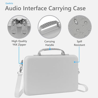 GEEKRIA Audio Interface Carrying Case, Compatible with Akai Professional MPK Mini IV, EVA Hard Shell Portable Travel Bag (Light Gray) - color: Light Grey