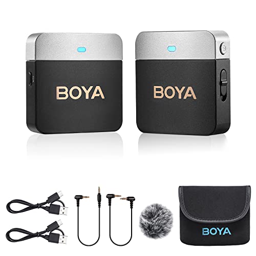 BOYA Wireless Lavalier Microphone 2.4GHz Duan Channel Wireless Micrrophone System with Transmitter and 1 Receiver for Camera iPhone Android Phone Video Recording YouTube Vlog Live Streaming (BY-M1V1) - size: BY-M1V1