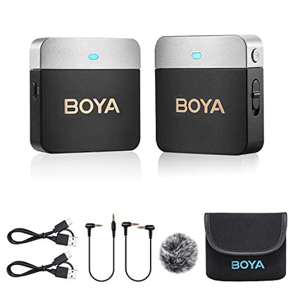 BOYA Wireless Lavalier Microphone 2.4GHz Duan Channel Wireless Micrrophone System with Transmitter and 1 Receiver for Camera iPhone Android Phone Video Recording YouTube Vlog Live Streaming (BY-M1V1) - size: BY-M1V1