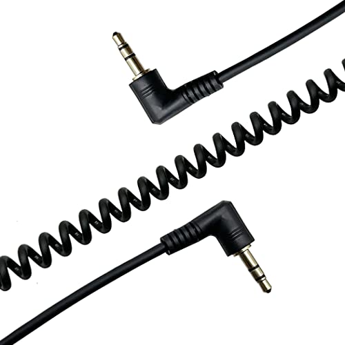 3.5mm Coiled Aux Cable;Seadream 2Pack 3-Pole Coiled 3.5mm Male Right Angle to Male Right Angle Stereo Audio Spring Aux Cable for Beats Dr. Dre Studio iPhone Samsung