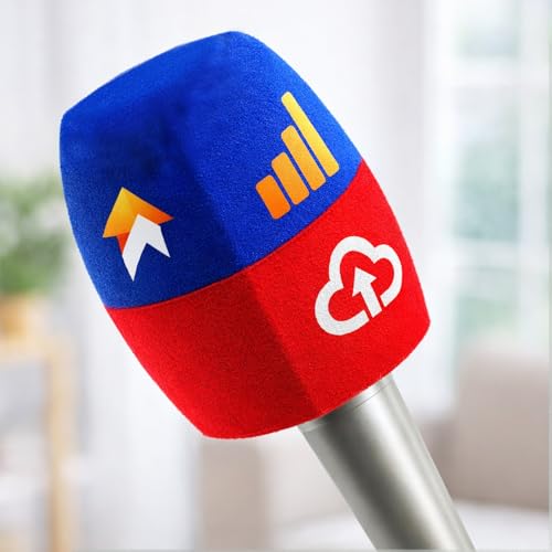 Custom Fuzzy Microphone Windscreen, Plush Foam Mic Cover with Logo or Text, Triple-Side Printable, Wind Noise Reduction, Fits Most Handheld Microphones (Blue) - color: Blue