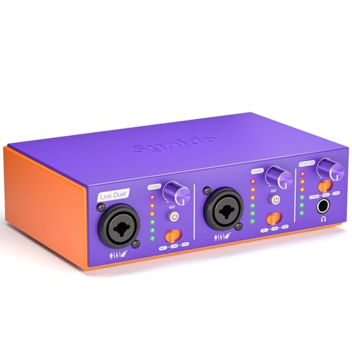 USB C Audio Interface for Recording Music, Streaming, Podcasting with Dual XLR, Line Input, 24bit/48kHz, 48V Phantom Power, 2-channel, Purple