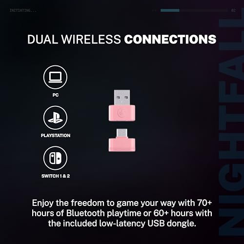 JLab Nightfall Wireless Gaming Headset, Bluetooth 5.3, Pink - color: Pink