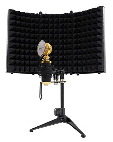 Rockville RCM02 Studio Condenser Microphone Bundle with Isolation Shield | Cardioid, 48V Phantom Power, XLR Output, Aluminum Body, Metal Shock Mount, RockShield 1 Dampening Foam, Podcast, 2-Items